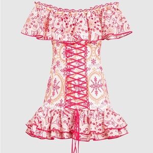 Charo Ruiz Pink and White Mini Dress